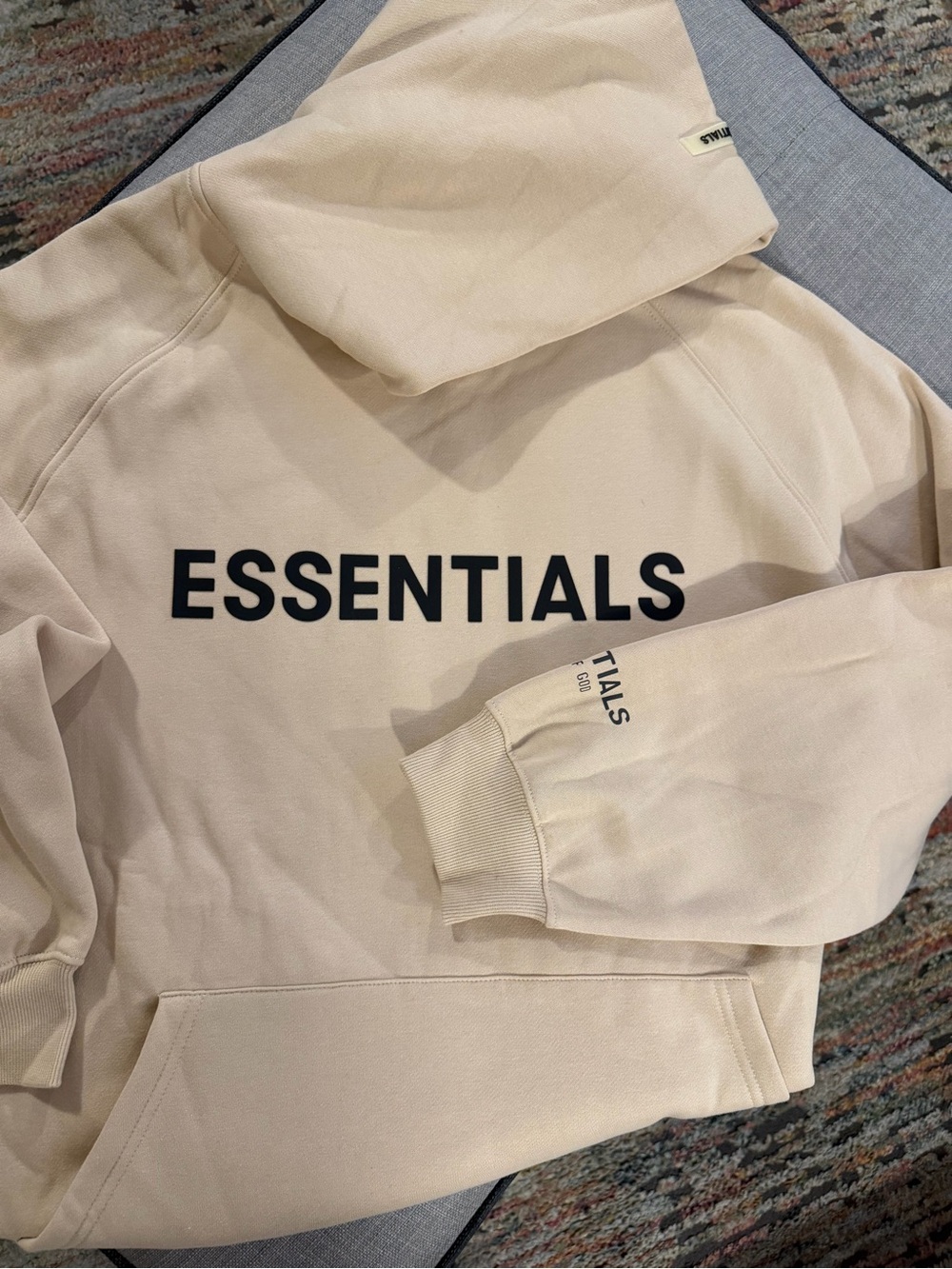 Essentials Beige Hoodie with Black ESSENTIALS Logo
